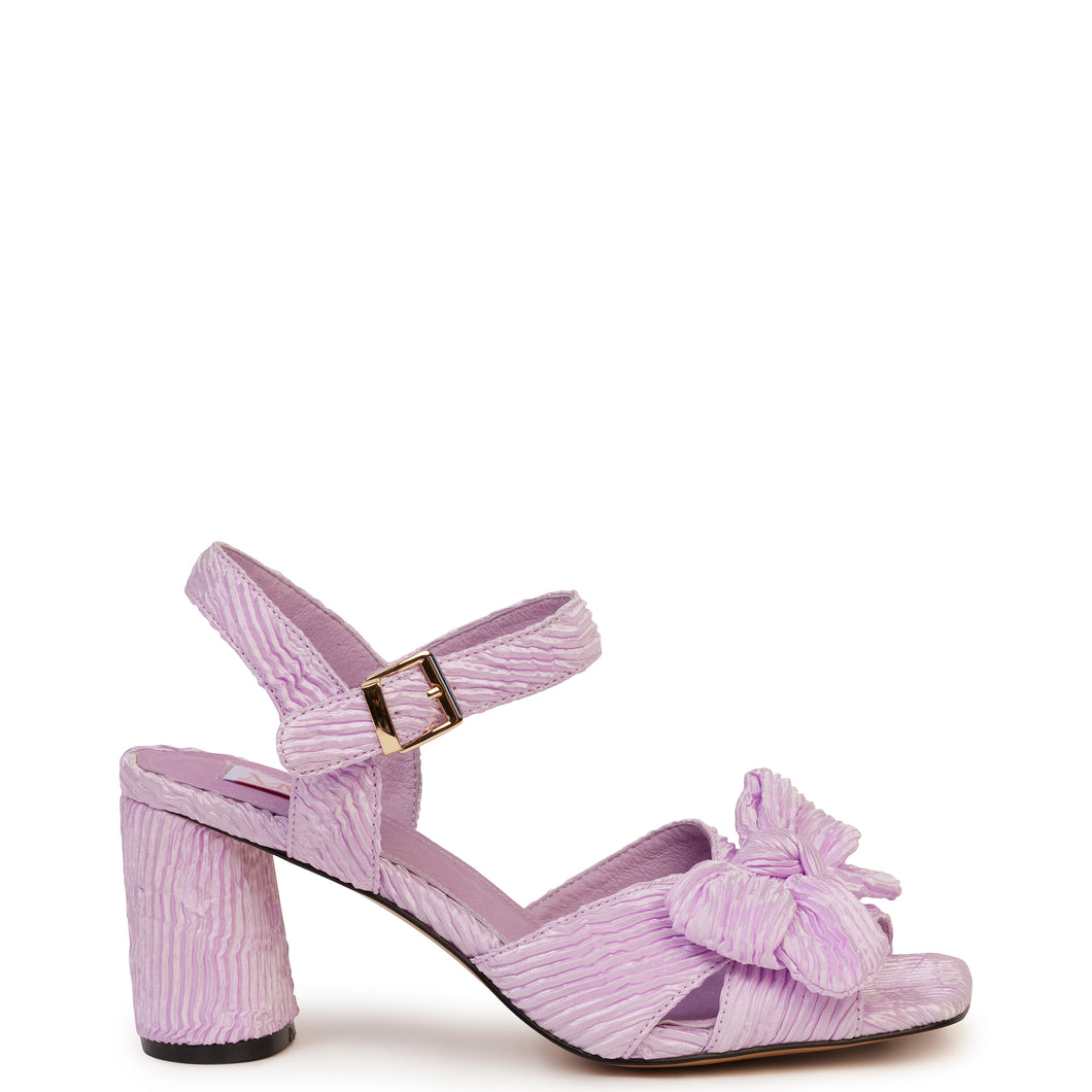 Kathryn Wilson Monroe Heel Lilac Metallic Pleats