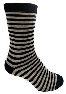 Designer Textiles Merino Crew Stripe Black/Light Grey Melange