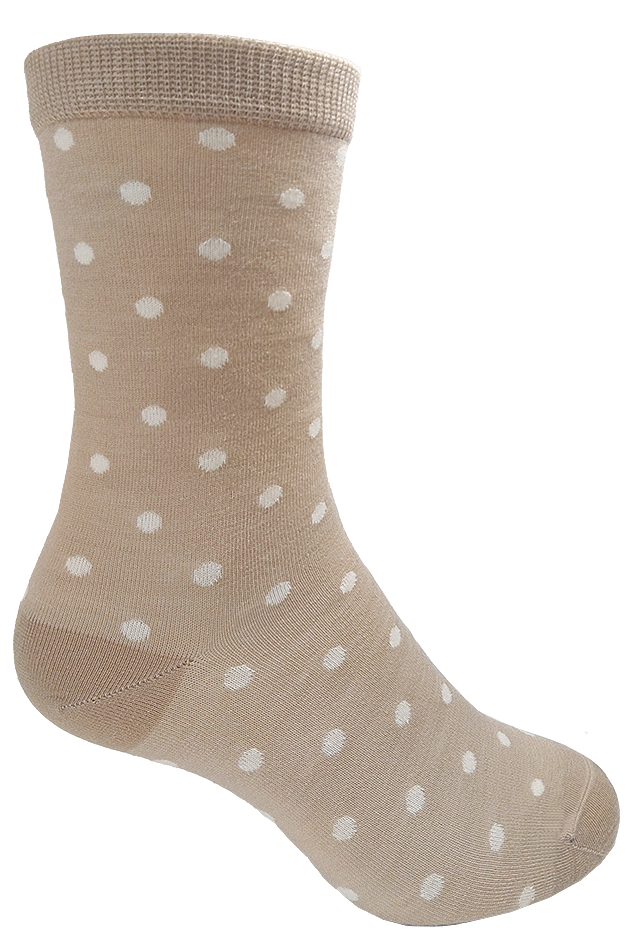 Designer Textiles Merino Crew Spot Camel/Cream