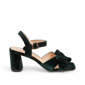 Kathryn Wilson Monroe Heel Bottle Green Velvet