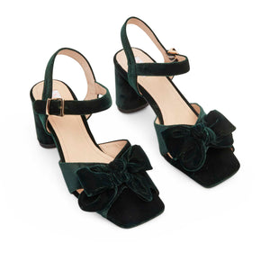 Kathryn Wilson Monroe Heel Bottle Green Velvet